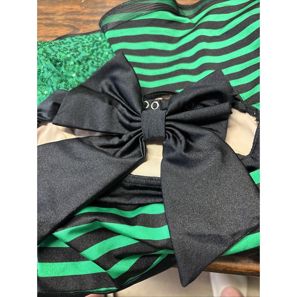 Weissman Green And‎ Black Sequins Halter Top Dance Costume  Medium Child - Picture 7 of 16